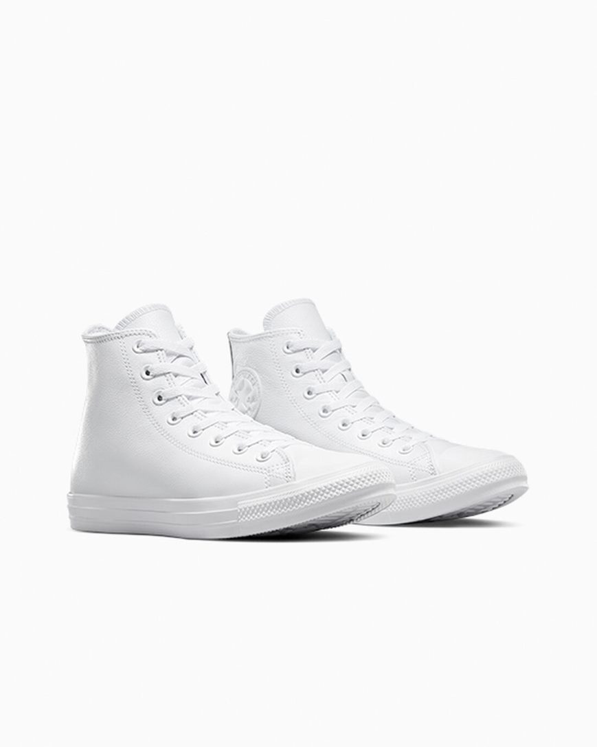 Tenisi Inalti Barbati Converse Chuck Taylor All Star Piele Albi | RO SFANZ287